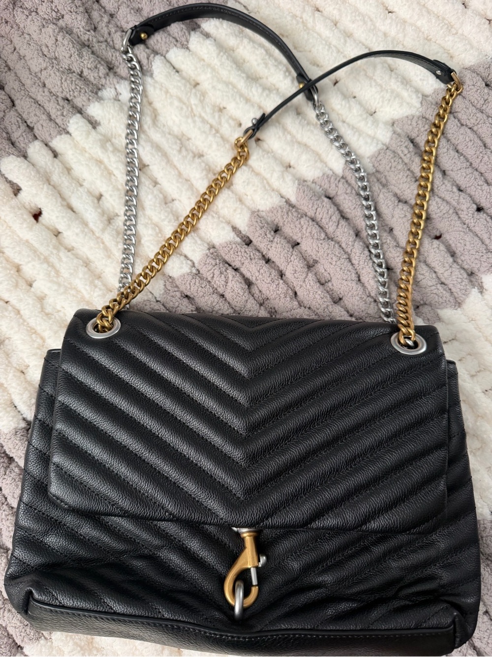 NWT Rebecca Mincoff Edie Flap Shoulder bag with gold and silver - Picture 4 of 8